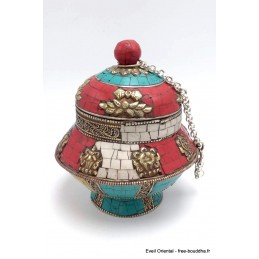 Vase aux trésors boîte à bijoux tibétaine Artisanat tibétain bouddhiste BAB1.2
