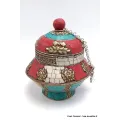 Vase aux trésors boîte à bijoux tibétaine - Artisanat tibétain bouddhiste
