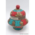 Vase aux trésors boîte à bijoux tibétaine Artisanat tibétain bouddhiste BAB1.2