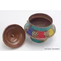 Vase aux trésors boîte à bijoux pierres jaunes - Artisanat tibétain bouddhiste