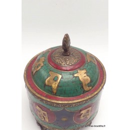 Bol à riz tibétain, boite à bijoux antique Artisanat tibétain bouddhiste BAB3