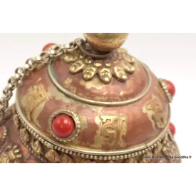 Boite à bijoux tibétaine en cuivre clair - Porte-encens tibétains