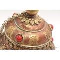 Boite à bijoux tibétaine en cuivre clair Artisanat tibétain bouddhiste BAB6