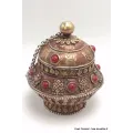 Boite à bijoux tibétaine en cuivre clair - Porte-encens tibétains