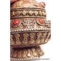 Boite à bijoux tibétaine en cuivre clair - Porte-encens tibétains