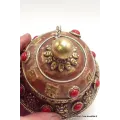 Boite à bijoux tibétaine en cuivre clair - Porte-encens tibétains