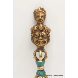 Phurba tibétain et dorjé laiton turquoise - Objets rituels bouddhistes