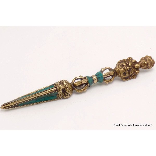 Phurba tibétain et dorjé laiton turquoise Objets rituels bouddhistes PHURBA2.1
