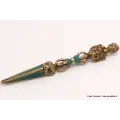 Phurba tibétain et dorjé laiton turquoise - Objets rituels bouddhistes