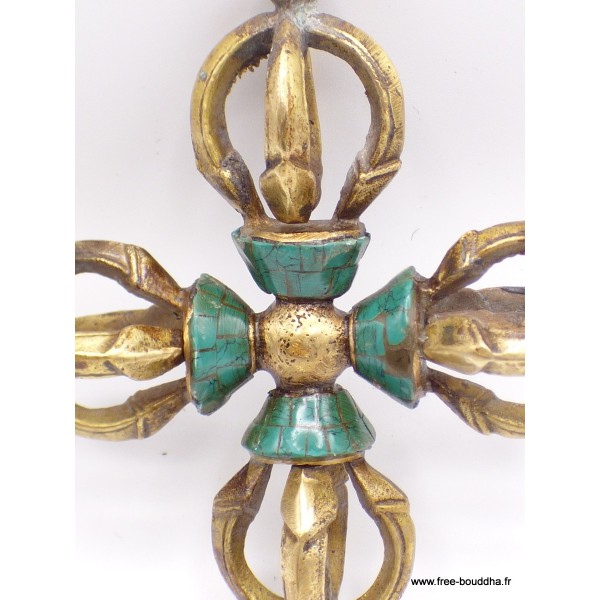 Double dorje varja bouddhiste grand modèle 12 cm Cloches et dorjé tibétains DD1.2