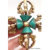 Double dorje 8 branches sur socle avec turquoises Cloches et dorjé tibétains ref12.5