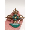 Double dorjé bouddhiste et kartika en turquoise Dordjé Tibétain DD7
