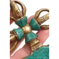 Double dorjé tibetain bouddhiste et kartika en turquoise - Dordjé, double dorjé (sans cloche)