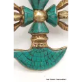 Double dorjé tibetain bouddhiste et kartika en turquoise - Dordjé, double dorjé (sans cloche)