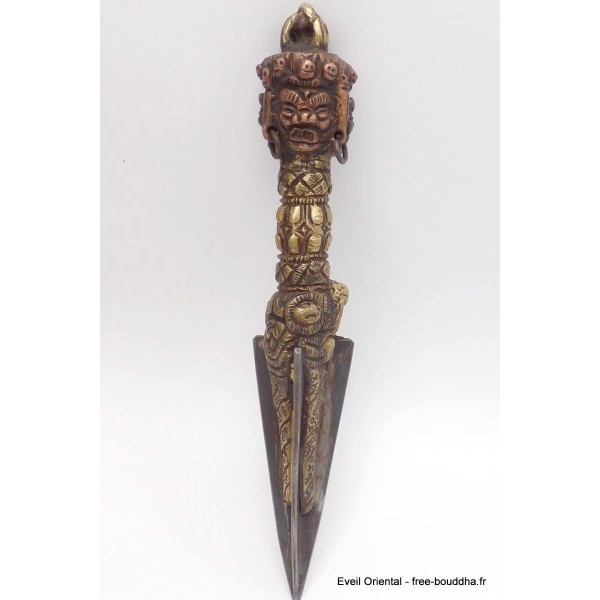 Ancienne dague tibétaine Phurba en bronze Phurba tibétain, dague magique PHURBA5-a