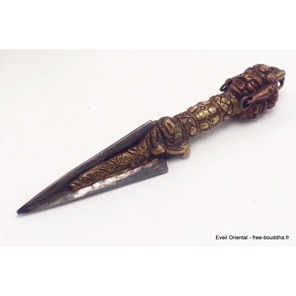 Ancienne dague tibétaine Phurba en bronze Phurba tibétain, dague magique PHURBA5-a