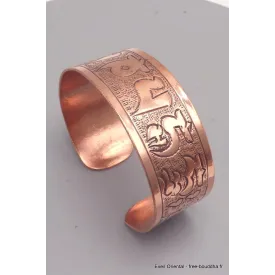 Large Bracelet tibétain en Cuivre et mantra - Bijoux en Cuivre