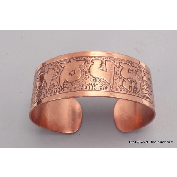 Large Bracelet tibétain en Cuivre et mantra Bracelets tibétains bouddhistes AA56-a