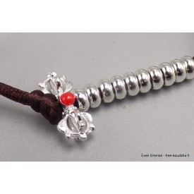 Compteur pour mala bouddhiste couleur argent Mala tibétain 108 perles BM38.2
