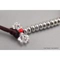 Compteur pour mala bouddhiste couleur argent Mala tibétain 108 perles BM38.2