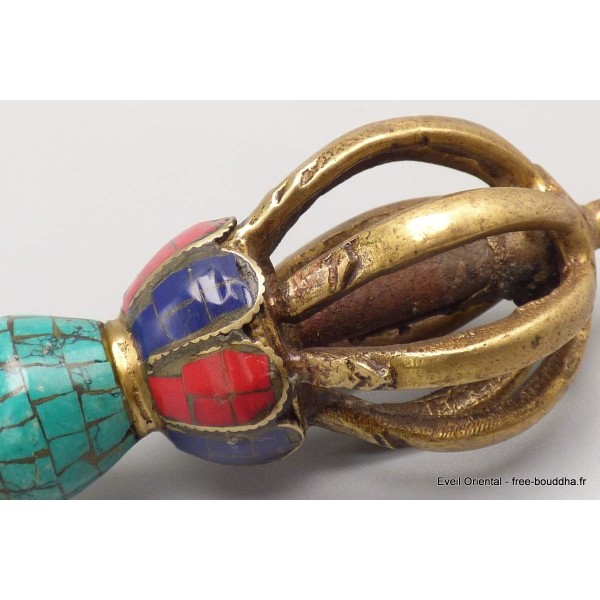Dorjé vajra tibétain 8 branches 17 cm Cloches et dorjé tibétains DP20