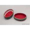 Boîte à bijoux tibétaine ovale sertie de pierres - Boîte à Bijoux tibétaine