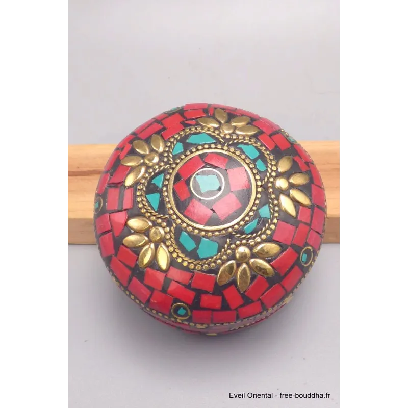 Boîte à bijoux népalaise sertie de pierres - Boîte à Bijoux tibétaine