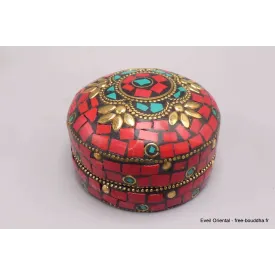 Boîte à bijoux népalaise sertie de pierres - Boîte à Bijoux tibétaine