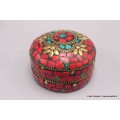 Boîte à bijoux népalaise sertie de pierres Boîte à Bijoux tibétaine BAT90.1