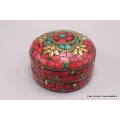 Boîte à bijoux népalaise sertie de pierres - Boîte à Bijoux tibétaine