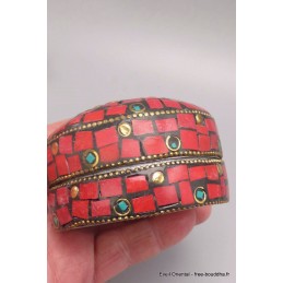 Boîte à bijoux népalaise sertie de pierres Boîte à Bijoux tibétaine BAT90.1