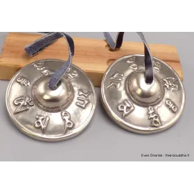 Tingshas tibétaines Mantra de Chenrezi 6,7 cm - Objets rituels bouddhistes