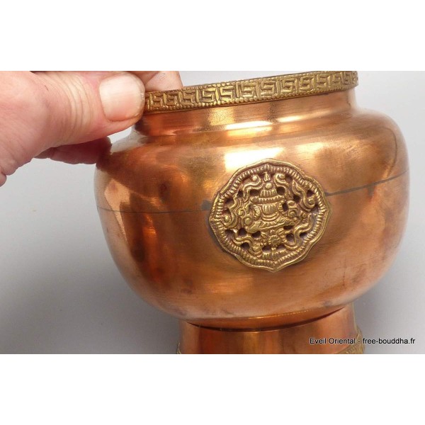 Bol à riz bouddhiste pour offrandes en cuivre 17 cm Bols d'offrandes bouddhistes BAR10