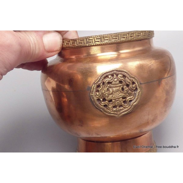 Bol à riz bouddhiste pour offrandes en cuivre 17 cm Bols d'offrandes bouddhistes BAR10