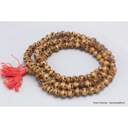 Mala tibétain 108 perles brunes tête de mort impermanence Mala tibétain 108 perles MTTM3