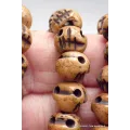 Mala tibétain 108 perles brunes tête de mort impermanence - Mala tibétain 108 perles