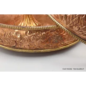 Plateau + anneaux mandala des 6 perfections 18 cm - Cuivre - Bols d'offrandes bouddhistes