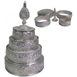 Bols d'offrandes mandala plaqué argent 18 cm Bols d'offrandes bouddhistes BOL6P1