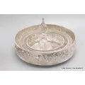 Plateau + anneaux mandala plaqué argent 18 cm - Bols d'offrandes bouddhistes