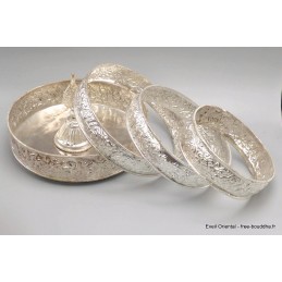 Bols d'offrandes mandala plaqué argent 18 cm Bols d'offrandes bouddhistes BOL6P1
