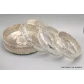 Plateau + anneaux mandala plaqué argent 18 cm - Bols d'offrandes bouddhistes