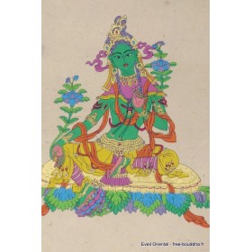 Support de méditation petite tenture Tara Verte Tentures tibétaines Bouddha SM1