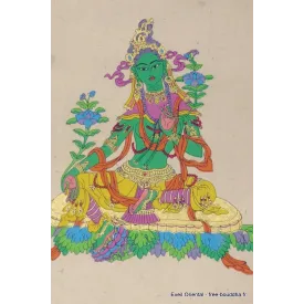 Tenture bouddhiste papier lokta Tara Verte - Tentures bouddhistes