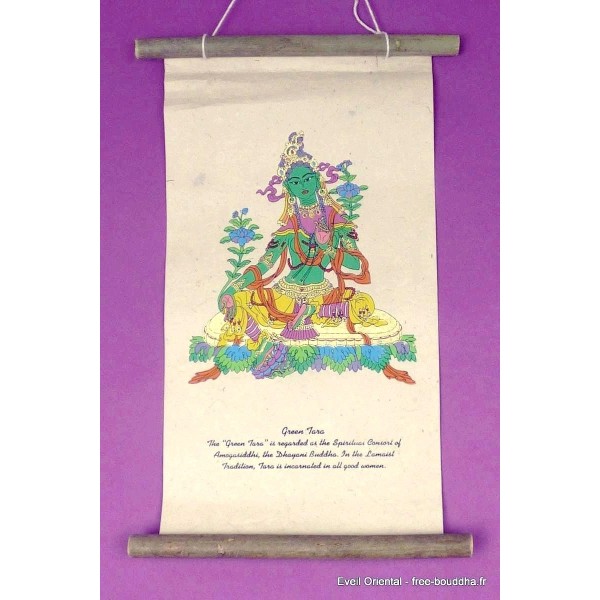 Support de méditation petite tenture Tara Verte Tentures tibétaines Bouddha SM1