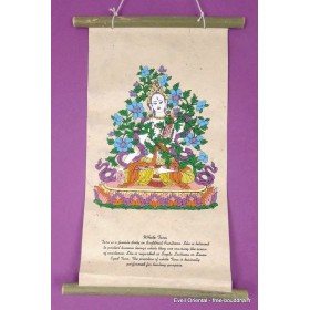 Tenture tibétaine lokta Tara Blanche Tentures tibétaines Bouddha SM3