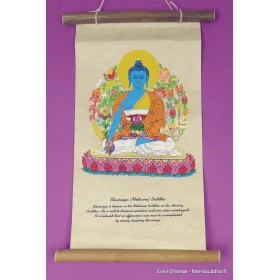 Tenture tibétaine lokta Bouddha de médecine Tentures tibétaines Bouddha SM4