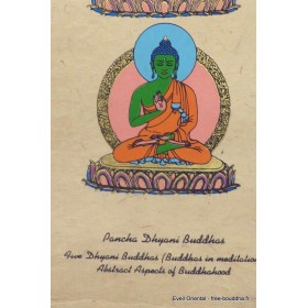 Tenture tibétaine lokta Pancha Bouddhas Tentures tibétaines Bouddha SM5