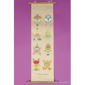 Tenture tibétaine lokta 8 signes auspicieux Tentures tibétaines Bouddha SM6