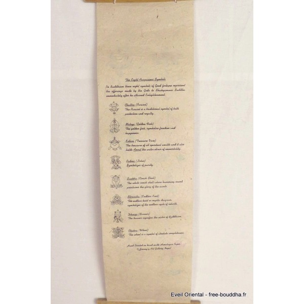 Tenture tibétaine lokta 8 signes auspicieux Tentures tibétaines Bouddha SM6