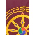 Housse de coussin Roue du Dharma bordeau Housse de coussin bouddhiste HCM1